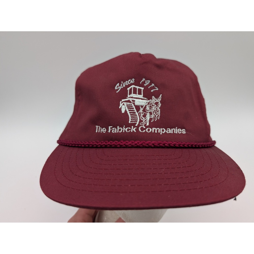 Nissin Cap The Fabick Companies Burgundy Rope Hat Adjustable Leather Strap Logo